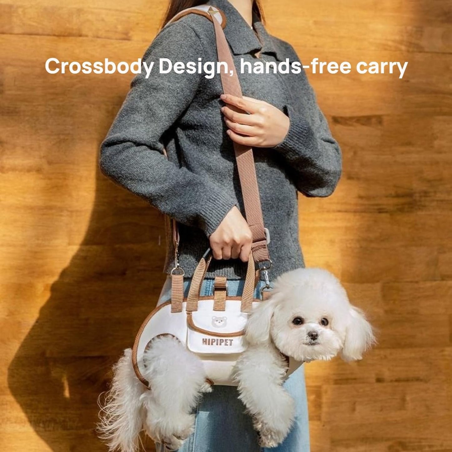 Beige 4-in-1 Multi-Functional Pet Carrier Bag with Detachable Strap & 1.5M Traction Rope - Lightweight Breathable Travel Sling for Cats & Dogs - Sizes XL(Up to 11.5kg)