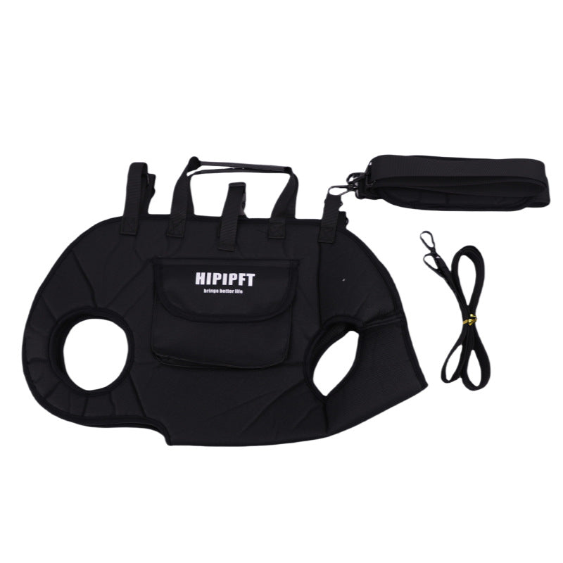 Black 4-in-1 Multi-Functional Pet Carrier Bag with Detachable Strap & 1.5M Traction Rope - Lightweight Breathable Travel Sling for Cats & Dogs - Sizes L(Up to 9kg)