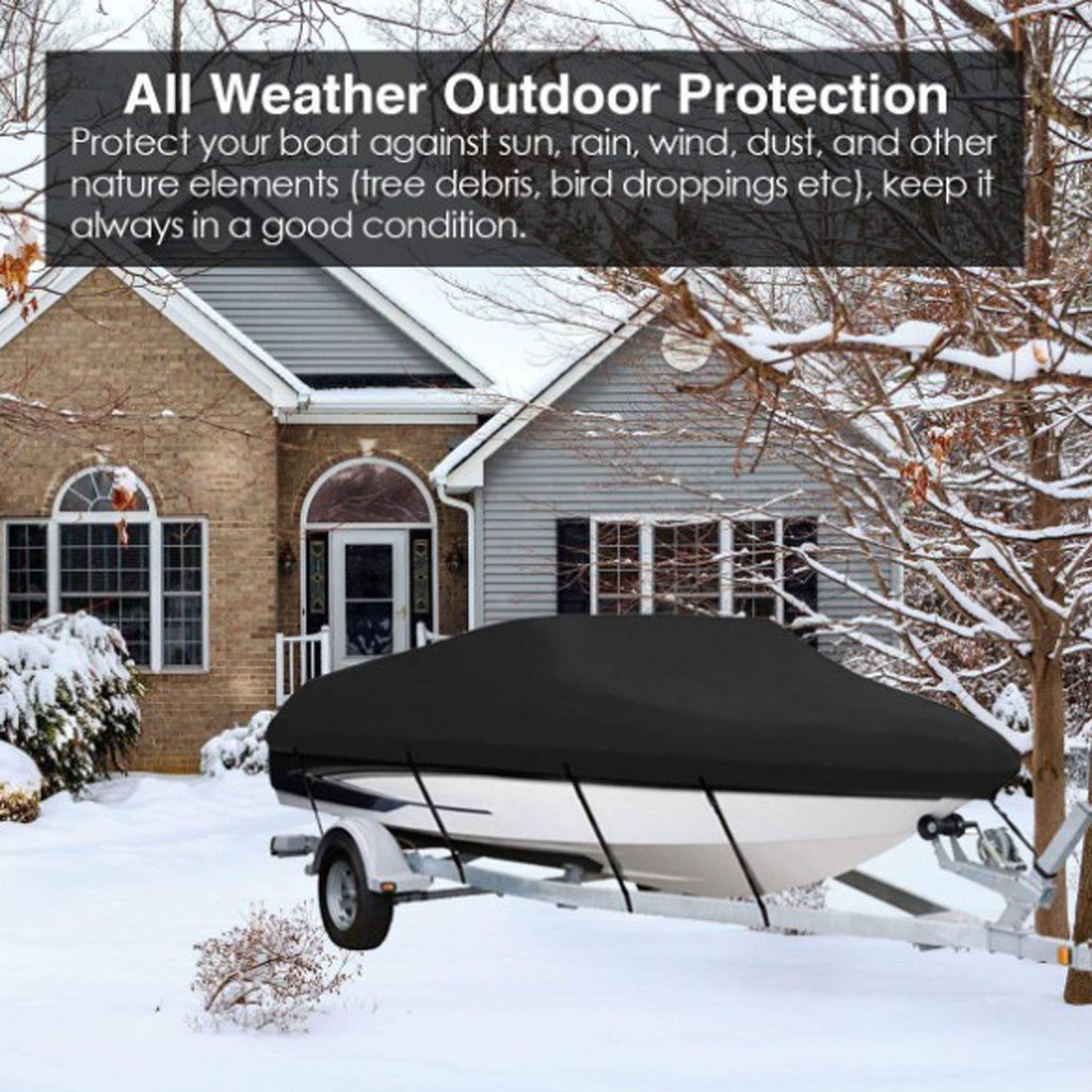 Black Heavy-Duty V-Hull Shield for 14 to 16 FT Yachts - All-Weather Water / Dust / UV Resistant 190T Silver Coated  Marine Protector