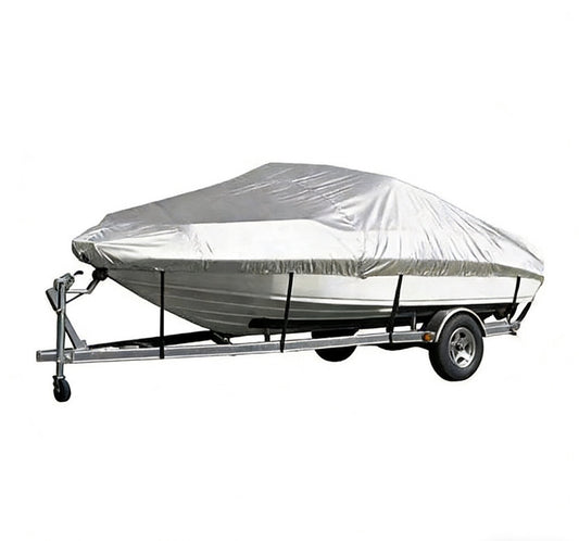 Sliver Heavy-Duty V-Hull Shield for 16 to 18 FT Yachts - All-Weather Water / Dust / UV Resistant 190T Silver Coated  Marine Protector