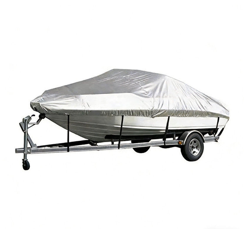 Sliver Heavy-Duty V-Hull Shield for 17 to 19 FT Yachts - All-Weather Water / Dust / UV Resistant 190T Silver Coated  Marine Protector