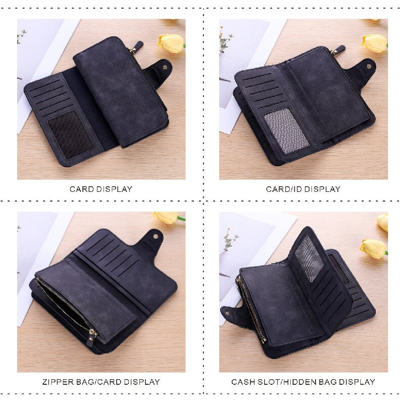 Purplish red Large Capacity Long Wallet Frosted PU Leather Clutch Bag with 14 Card Slots and Zipper Compartment fits Smartphone for Everyday Use Australia