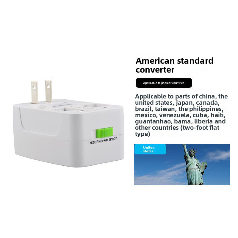 2-PCS White Universal Travel Adapter Global Power Plug Converter for UK EU US AU with USB Charging Ports Compact All-in-One International Australian Travel Essential