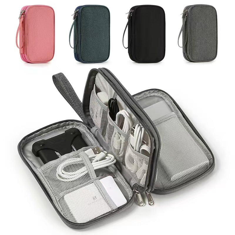 2-PCS Black Double Layer Travel Electronics Organizer Bag Waterproof Cable Pouch for Power Bank and Phone Portable Storage for Australians