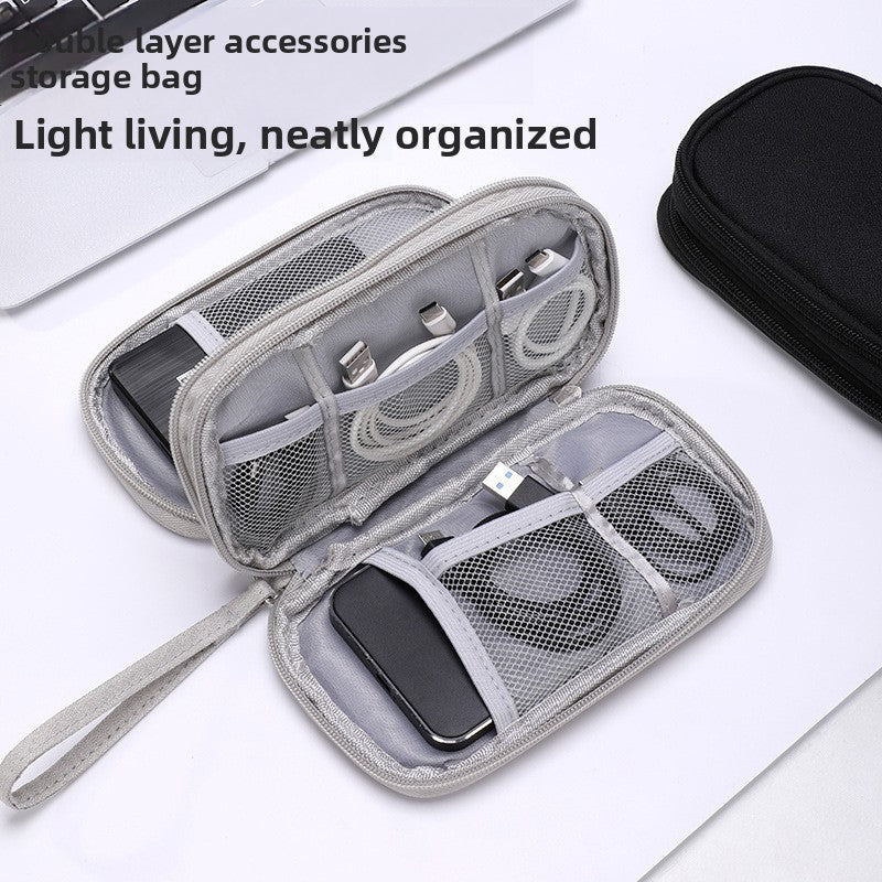 2-PCS Grey Double Layer Travel Electronics Organizer Bag Waterproof Cable Pouch for Power Bank and Phone Portable Storage for Australians