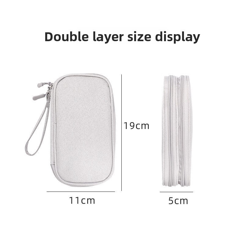 2-PCS Dark Grey Double Layer Travel Electronics Organizer Bag Waterproof Cable Pouch for Power Bank and Phone Portable Storage for Australians