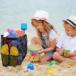 2-PCS Purple Mesh Beach Tote Bag – Large Capacity Swim Gear Organizer with Multiple Pockets for Shoes, Swimsuits, and Essentials