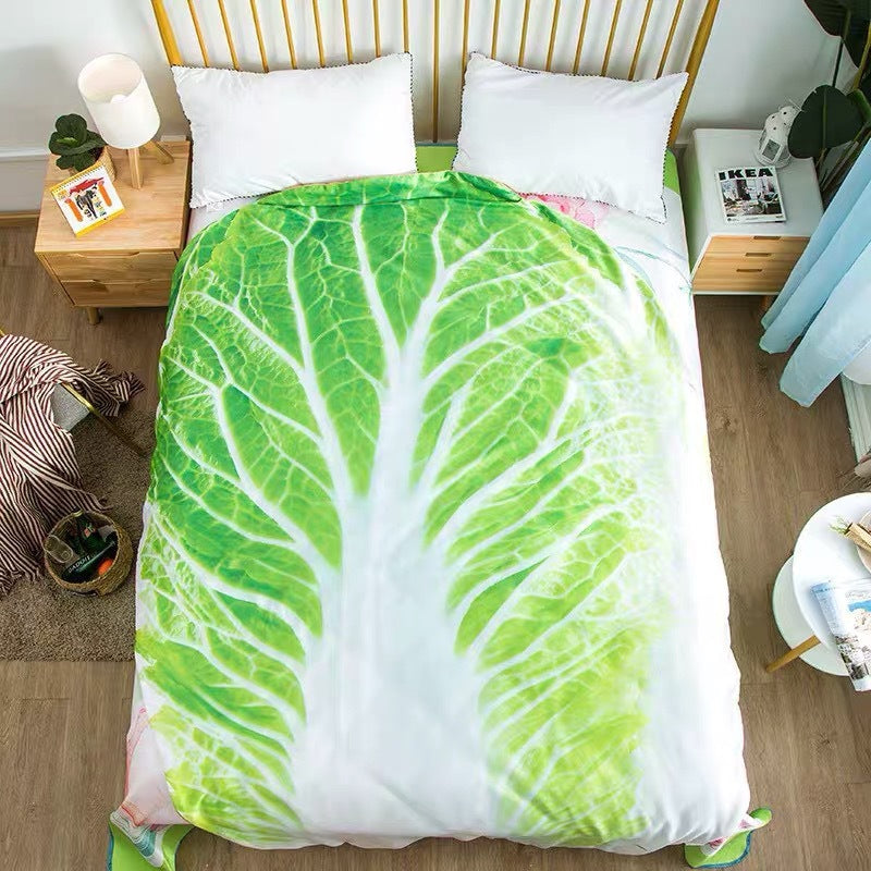 Cute Cabbage-Shaped Fleece Blanket – Fun and Cozy Throw for Naps, Office Use, Air Conditioning, or Baby Swaddling (Green & White)(100cm*100cm)