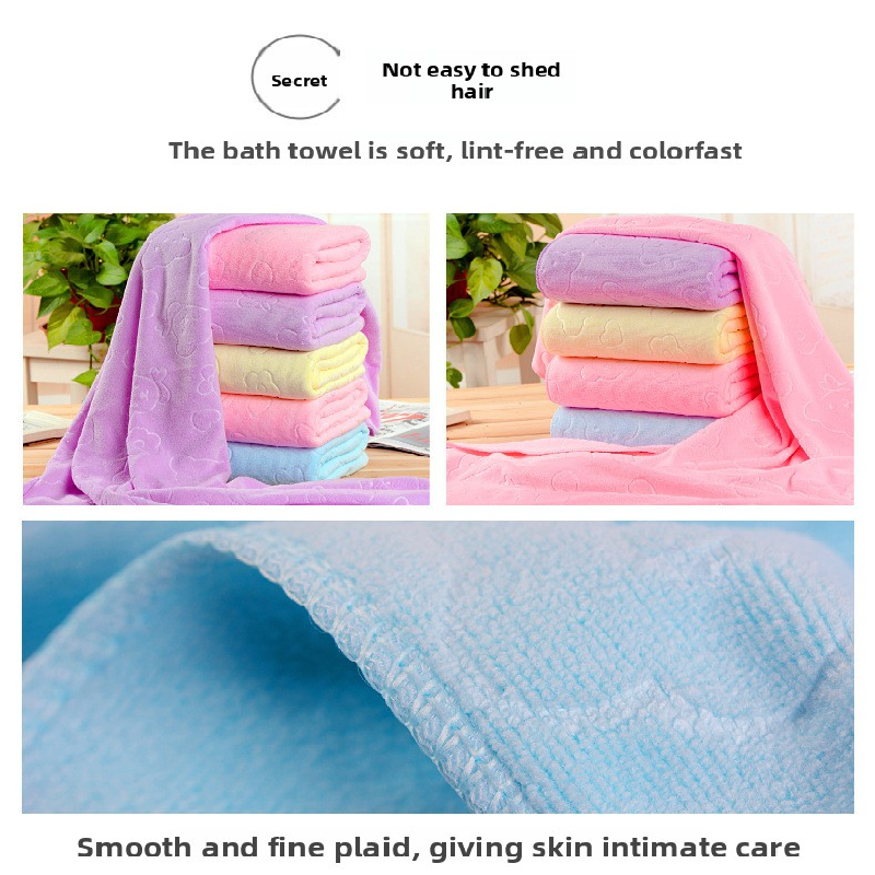 2-Pack Blue Embossed Microfiber Bear Bath Towels – 70 x 140 cm, Ultra-Absorbent and Soft for Bath, Beach & Gym