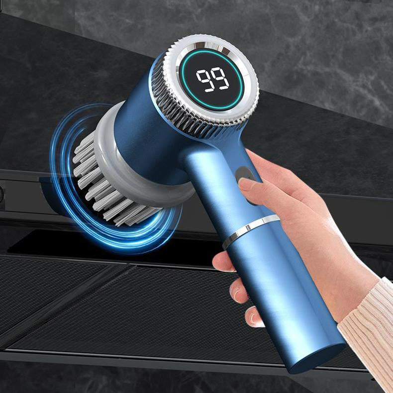 White Wireless Electric Cleaning Brush – Rechargeable, 3-Speed, IPX7 Waterproof with 5 Replaceable Brush Heads for Kitchen, Dishes & Deep Cleaning