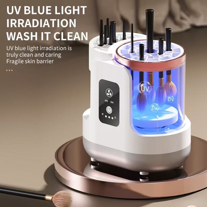 Automatic Electric Makeup Brush Cleaner with UV Sterilization & Fast Drying – Rechargeable, One-Touch Cleaning for Home & Travel