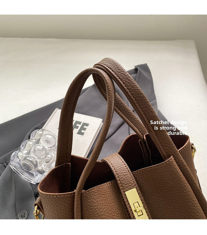 Beige Retro 2-Piece Women's Bucket Bag Set with Removable Inner Pouch PU Leather Crossbody Handbag and Fashionable Tote for Australian Everyday Use