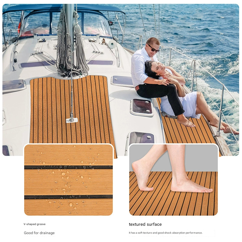 Teak EVA Foam Boat Flooring Sheet Brown with Black Stripes Self-Adhesive Marine Decking Mat for Yacht Fishing Boat RV DIY Upgrade Australian Boating(2400x1200x6mm)