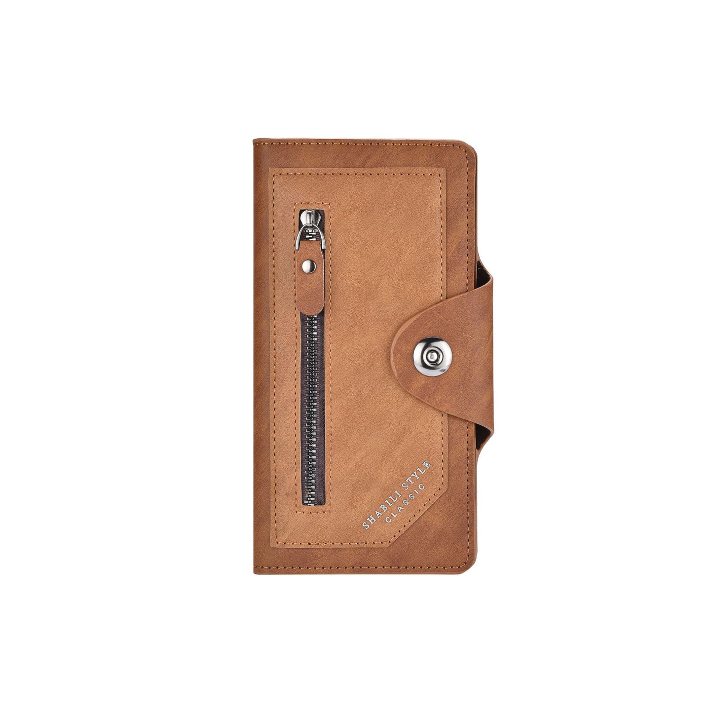 Light coffee Vintage Men's Long Wallet Slim PU Leather Clutch with Multi Card Slots and External Zipper Pocket, Large Capacity Fashion Purse for Daily Use