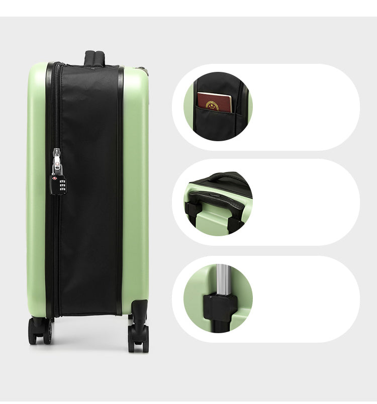 Beige 20 Inch Foldable Carry-on Suitcase with 360 Spinner Wheels and Combination Lock, Lightweight Space Saving Hard Shell Luggage for Australian Travel