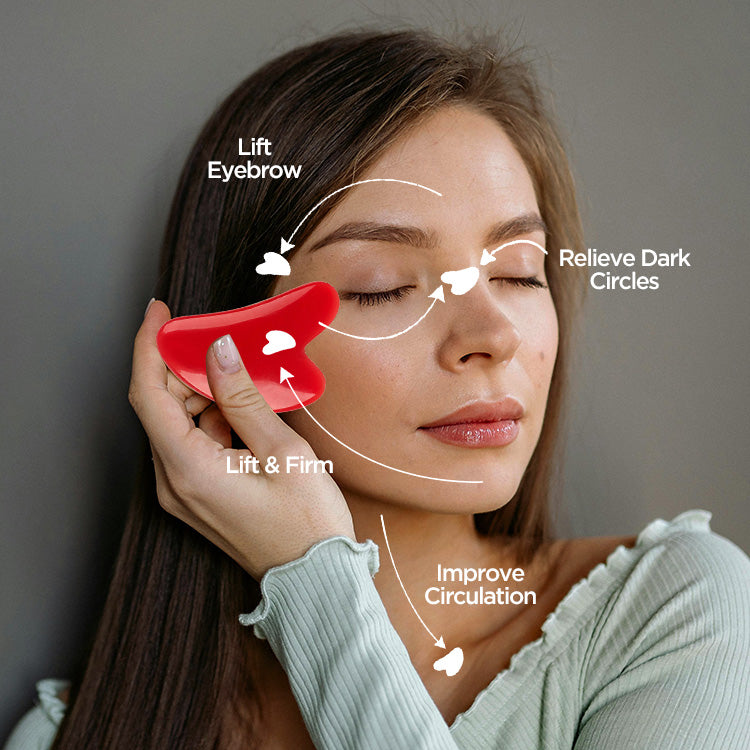 White Dual-Head Resin Facial Roller and Heart-Shaped Gua Sha Set for Home SPA Skincare and Face Neck Massage