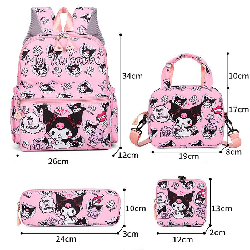 Purple Clow 4-Piece Large Capacity School Backpack Set for Primary Students Years 3-6 Durable Nylon Lightweight Rucksack with Handbag for Daily Australian School Life