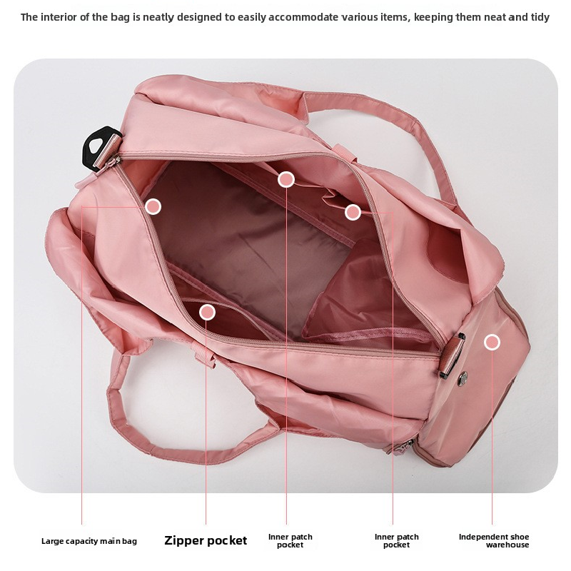 Grey Women Large Capacity Yoga Gym Bag with Shoe Compartment and Mat Strap Water Resistant Travel Duffel Lightweight Tote for Fitness and Weekend Trips