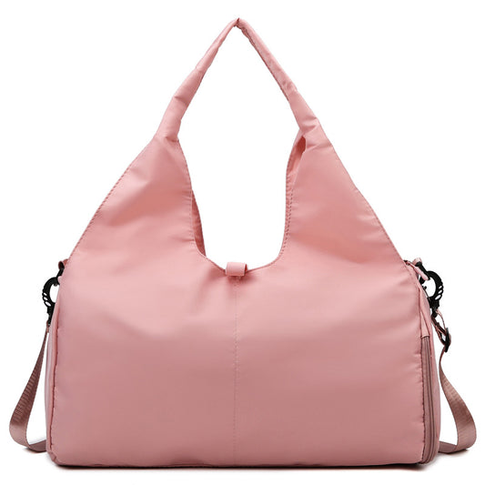 Pink Women Large Capacity Yoga Gym Bag with Shoe Compartment and Mat Strap Water Resistant Travel Duffel Lightweight Tote for Fitness and Weekend Trips