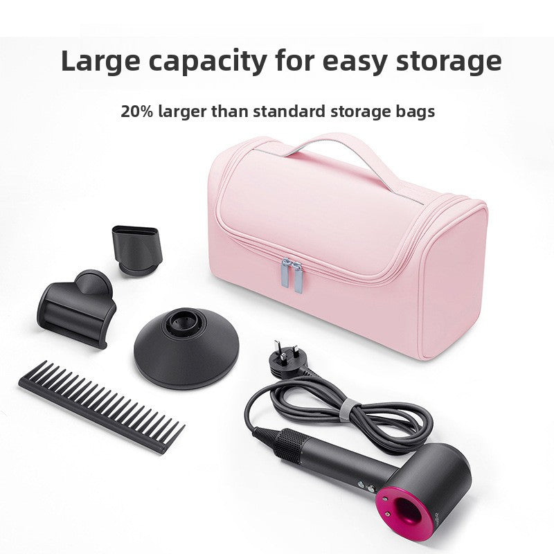 Pink Portable Hair Dryer and Curler Storage Bag Waterproof PU Leather Travel Case with Hanging Hook for Local Professionals and Modern Lifestyles
