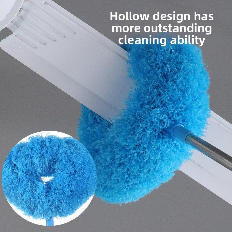 Grey Long Handle Ceiling Fan Duster with Hollow Microfiber Head and Extendable Stainless Steel Pole for High Reach Home Cleaning Efficiency