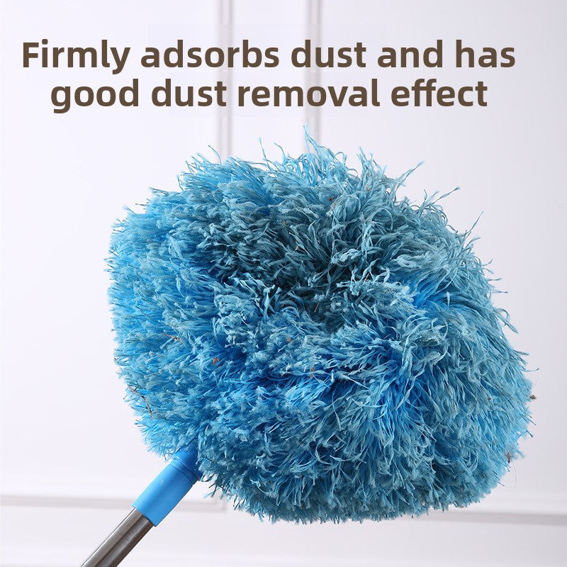 Light blue Long Handle Ceiling Fan Duster with Hollow Microfiber Head and Extendable Stainless Steel Pole for High Reach Home Cleaning Efficiency
