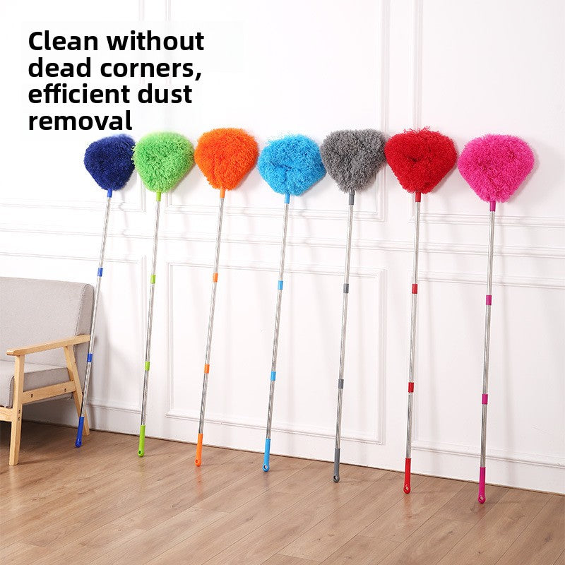 Yellow Long Handle Ceiling Fan Duster with Hollow Microfiber Head and Extendable Stainless Steel Pole for High Reach Home Cleaning Efficiency