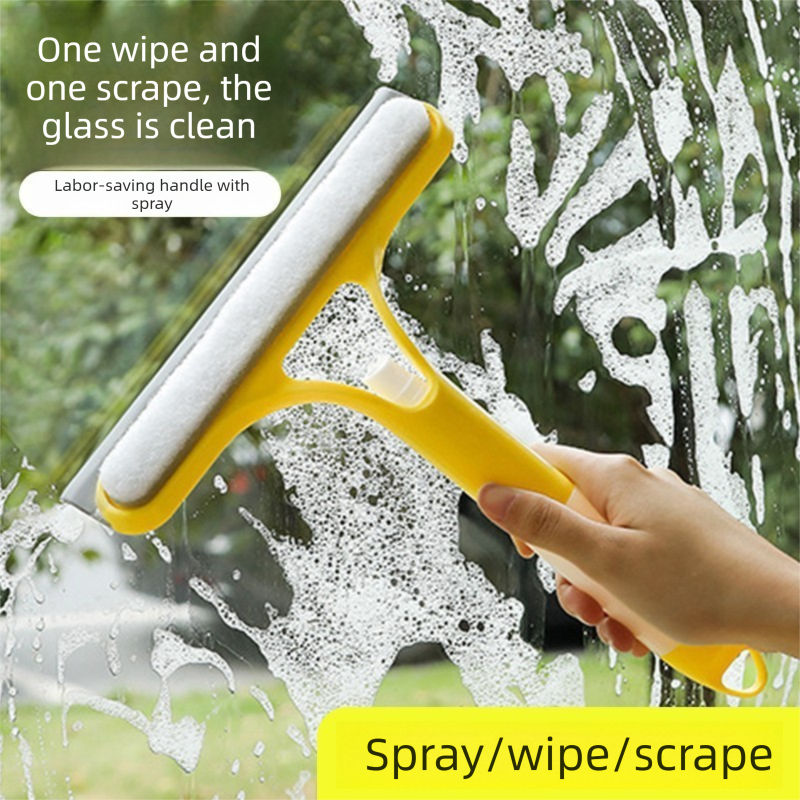 2-PCS White 3-in-1 Window Squeegee with Built-in Spray Bottle and TPR Scraper for Glass and Car Windshields Professional Multi-Purpose Local Cleaning Solution