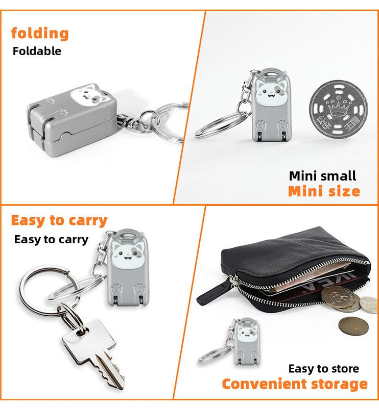 Mini Cat Design Black Compact Folding Nail Clippers with Stainless Steel Blade and Keychain Design for Daily Use Local Standard Fit