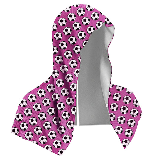 Rose red football Instant Cooling Hooded Towel U-Shaped Sun Protection Quick Dry Scarf with Carabiner Pouch for Local Outdoor Sports and Gym Workouts