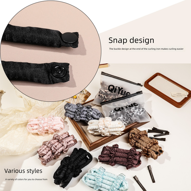 2-PCS Coffee color leopard print Heatless Hair Curler Set Extra Long Overnight Soft Ribbon for Natural Big Waves Damage-Free Professional Home Styling Solution for Local Women