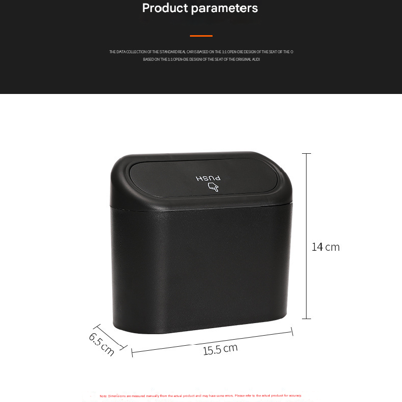 Black Compact Car Trash Can 2 Pack Hanging Storage Bin with Push Lid for Vehicle Door and Seat Back Universal Fit Waste Management Solution for Local Drivers