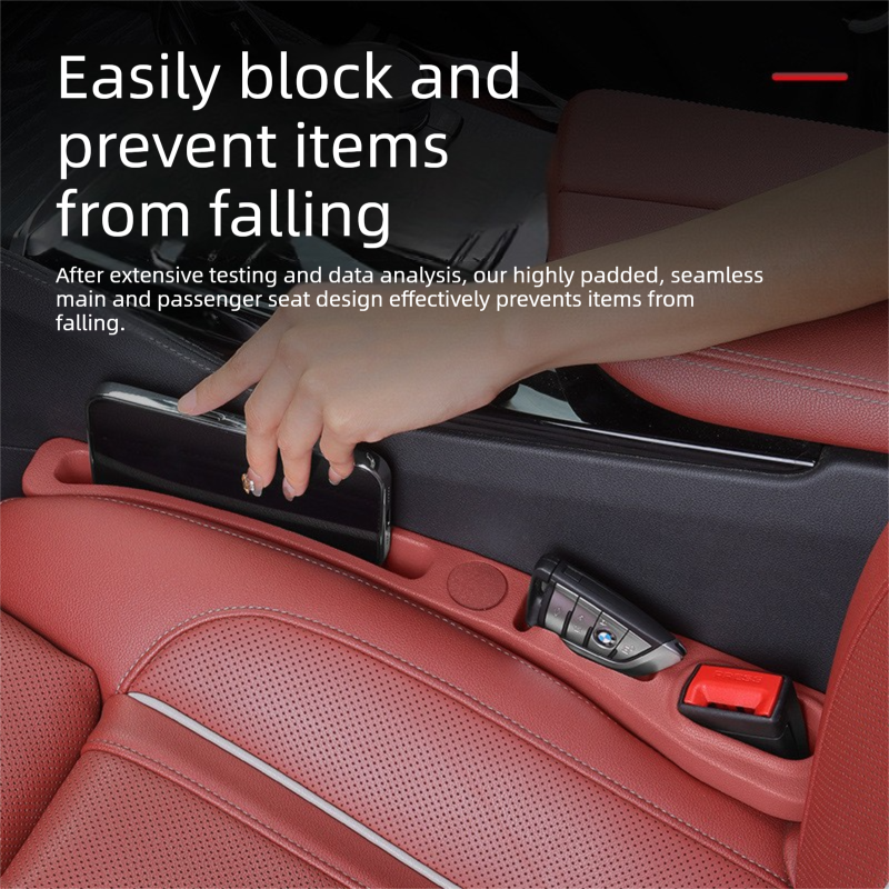Brown Car Seat Gap Filler Strip with Integrated Storage Slot Universal Interior Organizer for Mobile Phones and Keys Safety Solution for Local Drivers