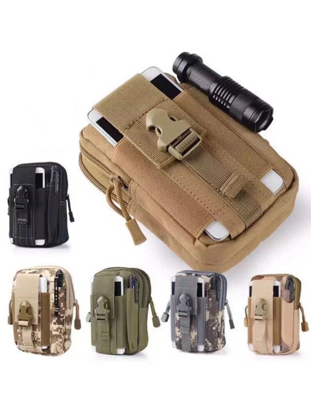 Black Tactical Molle Waist Bag Waterproof Phone Pouch for 6 inch Smartphones Compact Large Capacity Belt Loop Organizer for Local Outdoor Adventurers