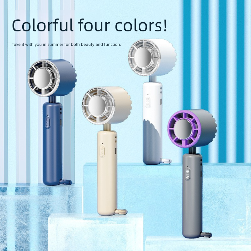 Khaki Portable Ice Cooling Handheld Fan USB Rechargeable 2000mAh Silent Battery Fan for Office and Outdoor Use Personal Cooling Solution for Local Professionals