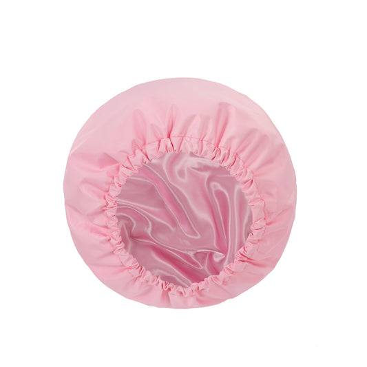 Pink Premium Double-Layer Waterproof Shower Cap for Women Long Hair Protection Stylish Reusable Bath Hat for Professional Hair Care at Local Spas and Homes