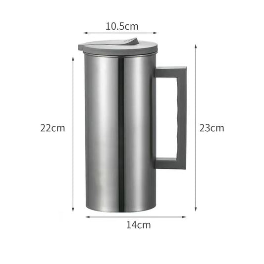 Grey 1.8L Stainless Steel Cold Water Pitcher – Large Capacity Jug for Coffee, Juice, and Beverages in Modern Kitchens