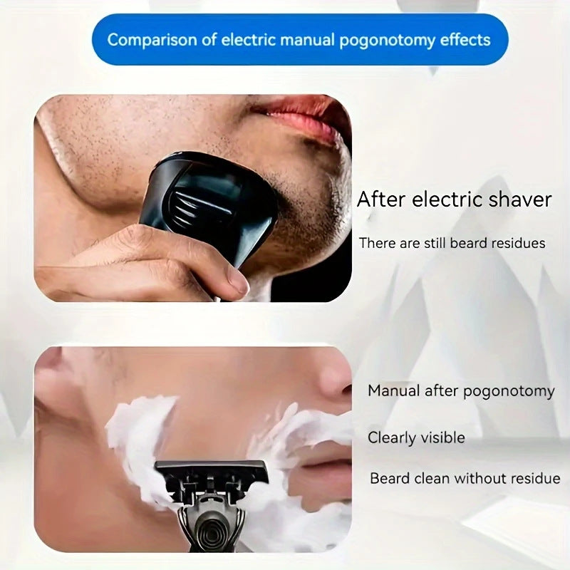 2-Pack 6-Layer Manual Razor with 18 Replacement Blades – Ultra-Close Shave for Men, Stainless Steel Handle with One-Click Blade Change