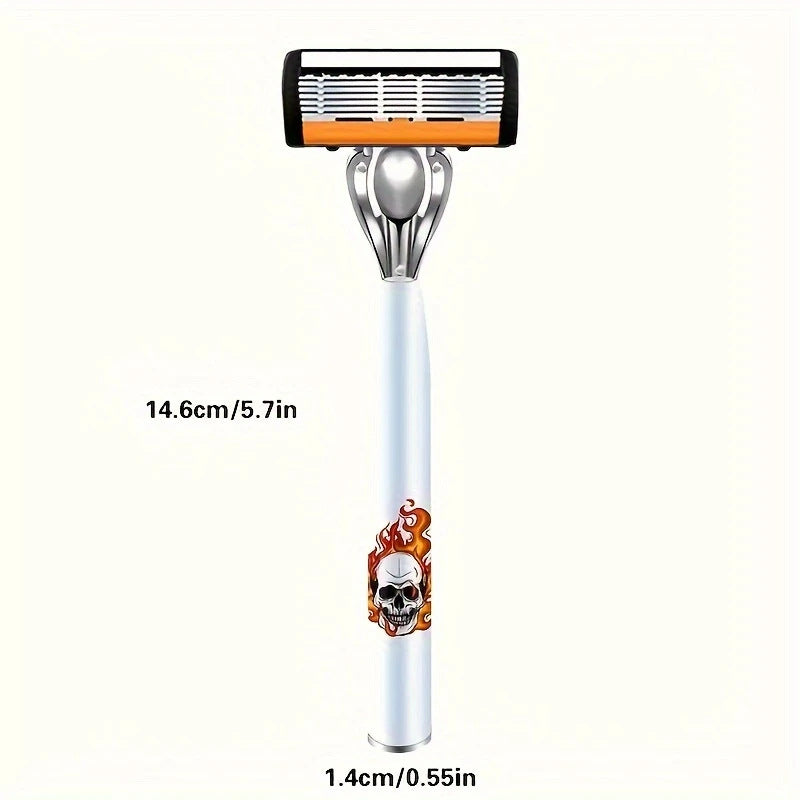 2-Pack 6-Layer Manual Razor with 18 Replacement Blades – Ultra-Close Shave for Men, Stainless Steel Handle with One-Click Blade Change