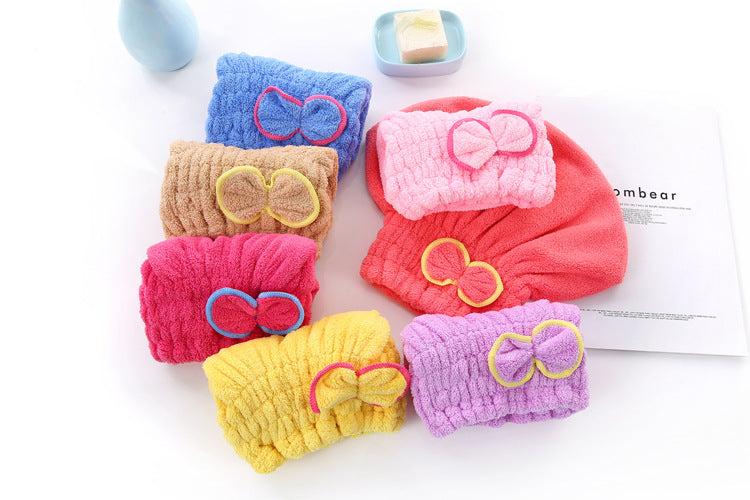 3-Pack Sky blue Thickened Coral Fleece Hair Drying Towel Cap – Double-Layered Absorbent Turban with Bow Design for Fast Drying and Gentle Care