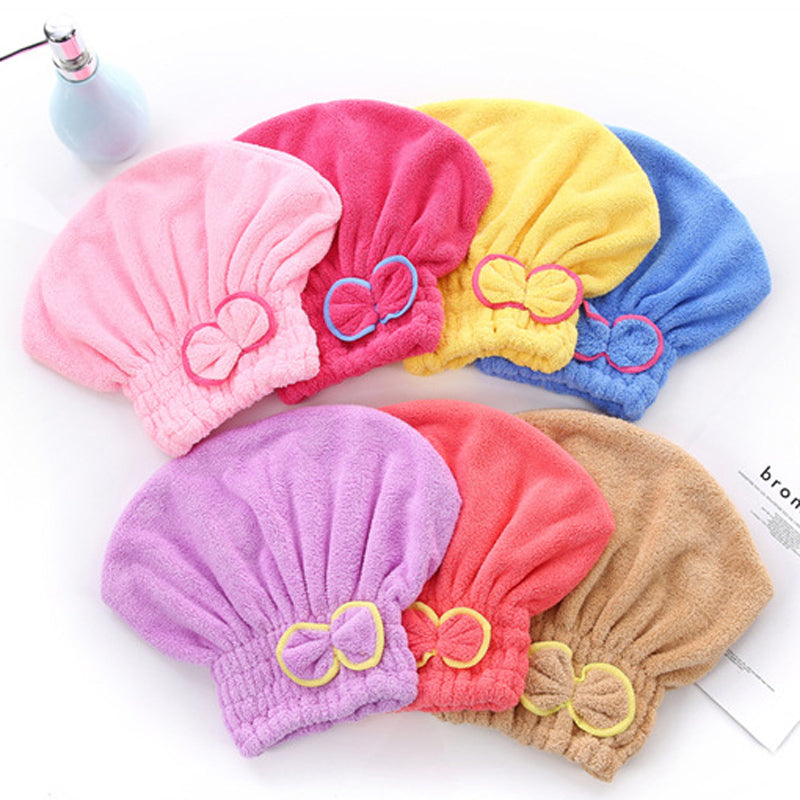 3-Pack Sky blue Thickened Coral Fleece Hair Drying Towel Cap – Double-Layered Absorbent Turban with Bow Design for Fast Drying and Gentle Care