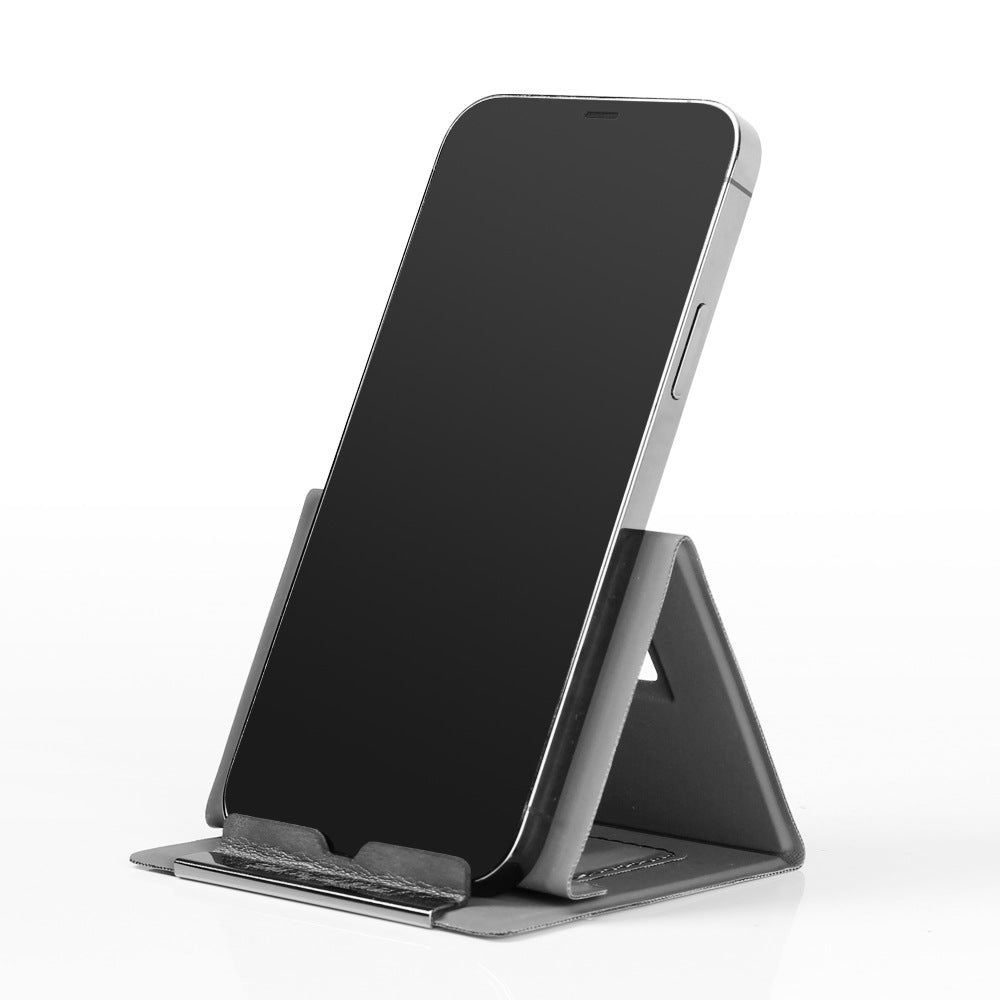 2-PCS Brown Portable Foldable Phone Stand with Card Holder – Compact Desktop Mobile Phone Holder for Home, Office, and Travel Use