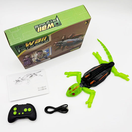 RC Wall Climbing Gecko Toy Anti-Gravity Remote Control Lizard with LED Eyes 360 Stunt Rotation Rechargeable Animal Gift for Kids