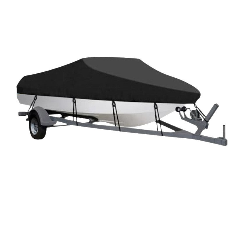 17-19ft Waterproof Boat Cover Trailerable V-Hull Runabout UV Resistant Marine Grade Storage Tarpaulin with Straps (Black, 600cm x 310cm)