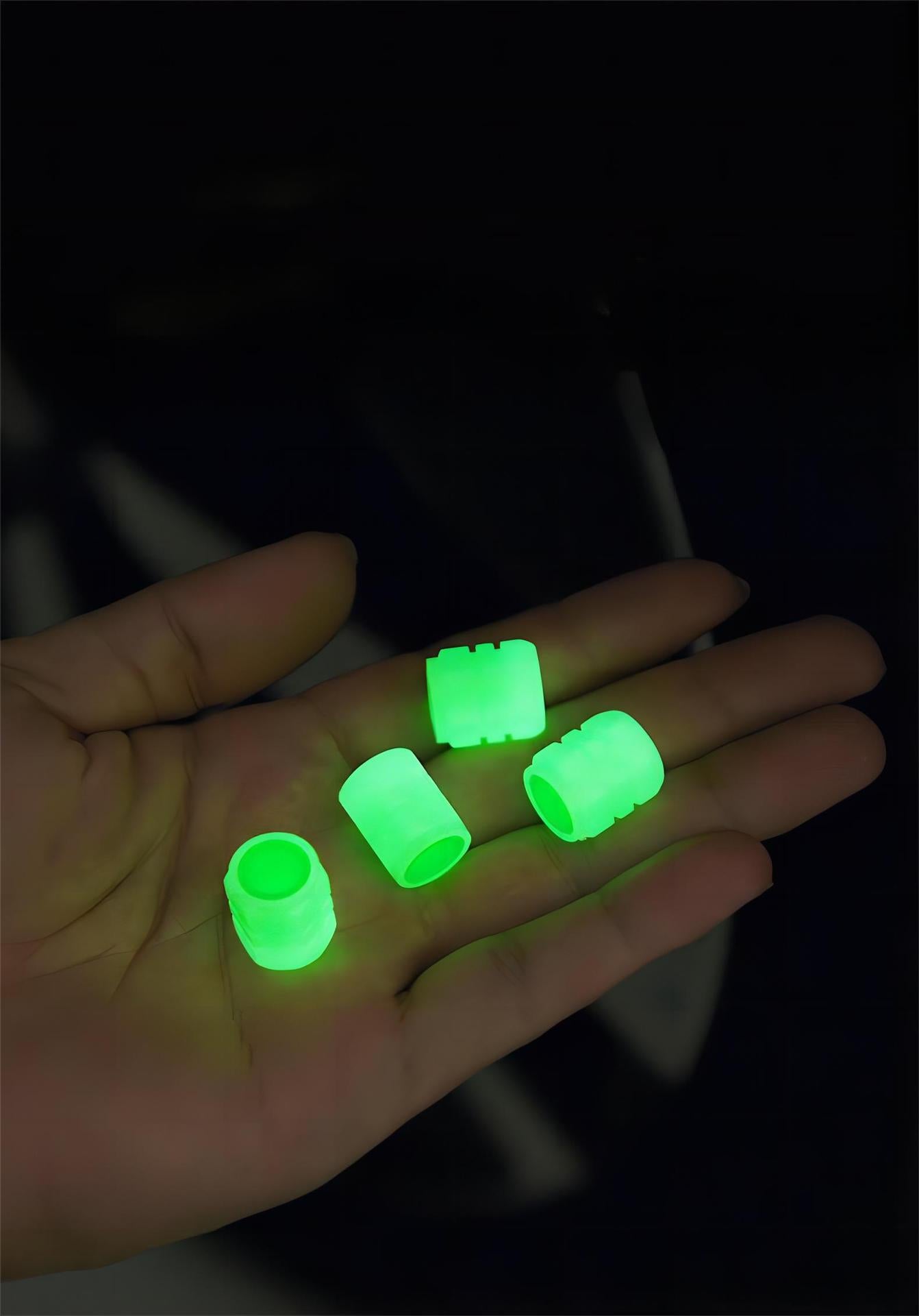 2 Packs of 4 Blue Luminous Tyre Valve Caps Glow in The Dark Universal Wheel Air Dust Covers for Cars Bikes Motorcycles Scooters One-Piece Design