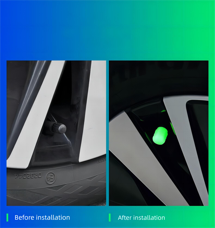 2 Packs of 4 Orange Luminous Tyre Valve Caps Glow in The Dark Universal Wheel Air Dust Covers for Cars Bikes Motorcycles Scooters One-Piece Design