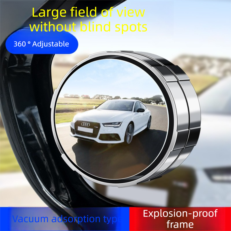 2Pcs Car Blind Spot Mirrors Suction Cup Vacuum Adsorption 360 Adjustable Round Rear View Convex Mirror Waterproof Black Frame for Cars SUVs