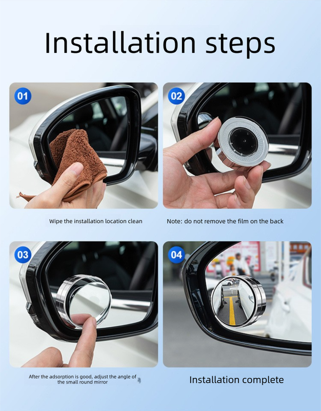2Pcs Car Blind Spot Mirrors Suction Cup Vacuum Adsorption 360 Adjustable Round Rear View Convex Mirror Waterproof Black Frame for Cars SUVs