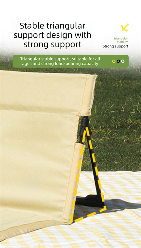 Portable Folding Ground Chair with Back Support Lightweight 500g Padded Stadium Seat Beach Mat for Camping Picnics Festivals - Dark Green