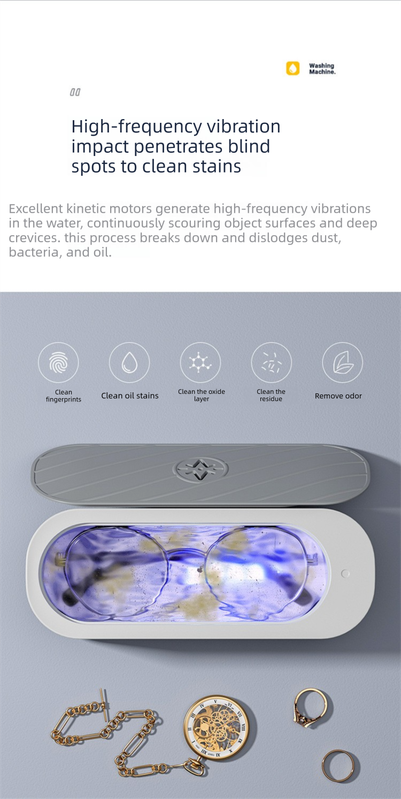 Standard USB Plug-in Sonic Vibration Jewellery & Glasses Cleaner - High Frequency Washing Box for Dentures, Retainers & Watches (No Light Edition)